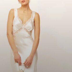 Reformation Chania Silk Maxi Dress Ivory Size M